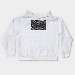 monochrome curvy abstract lines Kids Hoodie